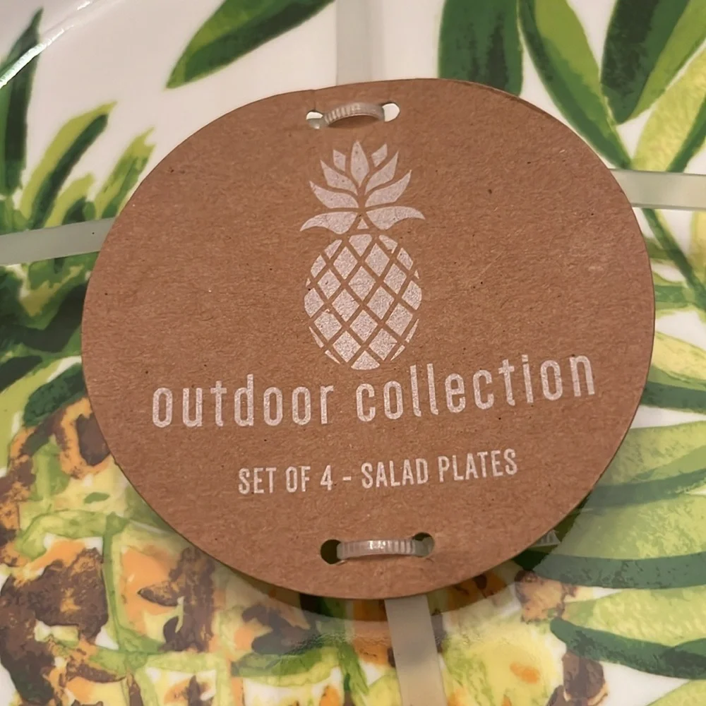 Outdoor Collection pineapple salad plates, set of 4,‎ NWT